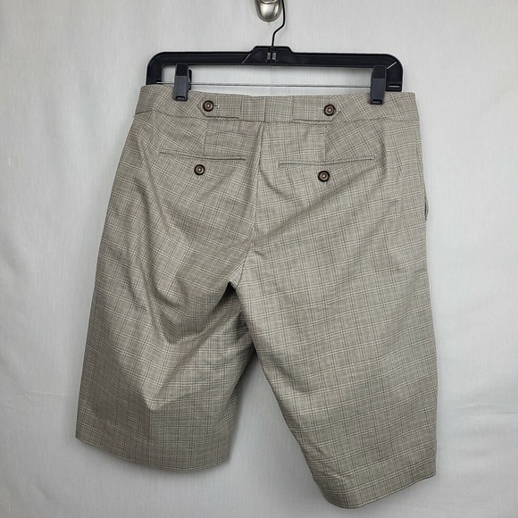 Gap Womens Tan Plaid Flat Front Slash Pocket Casual Bermuda Shorts Size 12 - Picture 2 of 10